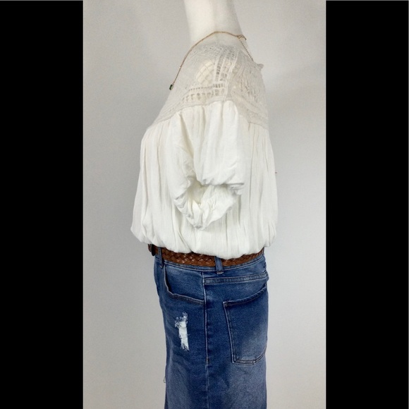 Free People Gauze Crochet Top With Elastic Bottom - Picture 2 of 11